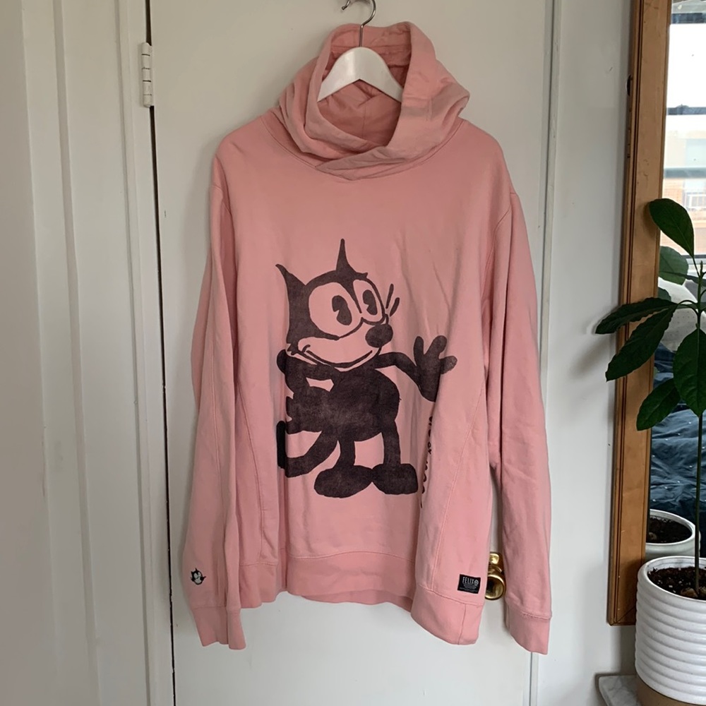 Scotch&soda Felix the cat mens pink hooded sweatshirt in size XXL.